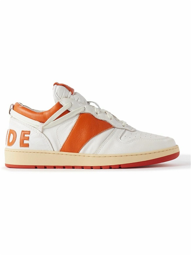 Photo: Rhude - Rhecess Colour-Block Distressed Leather Sneakers - White