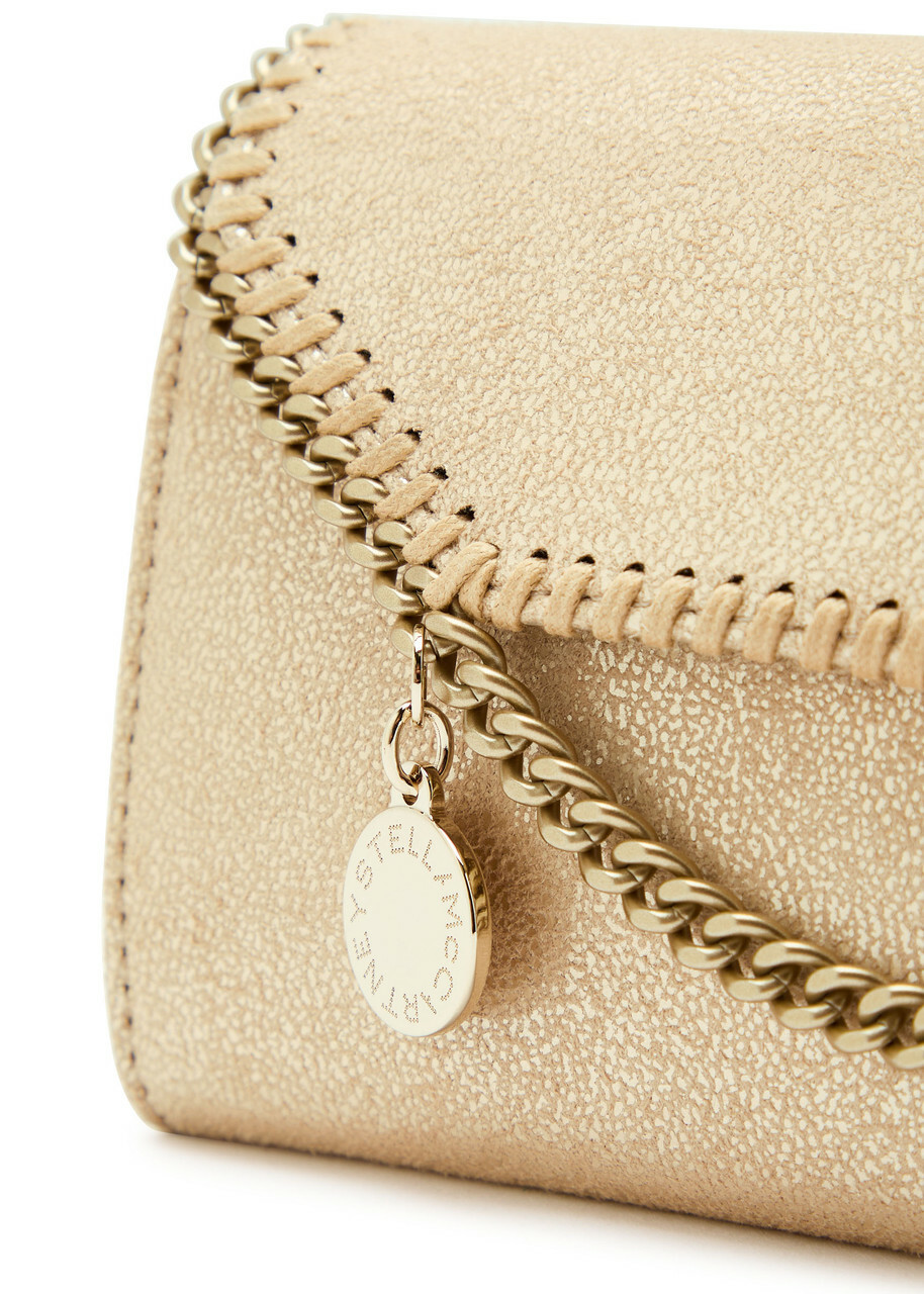 Stella Mccartney Falabella Metallic Faux Suede Wallet-on-chain - Gold - One Size