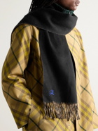 Burberry - Reversible Logo-Embroidered Fringed Cashmere Scarf