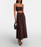 Staud Milano pleated cotton-blend maxi skirt