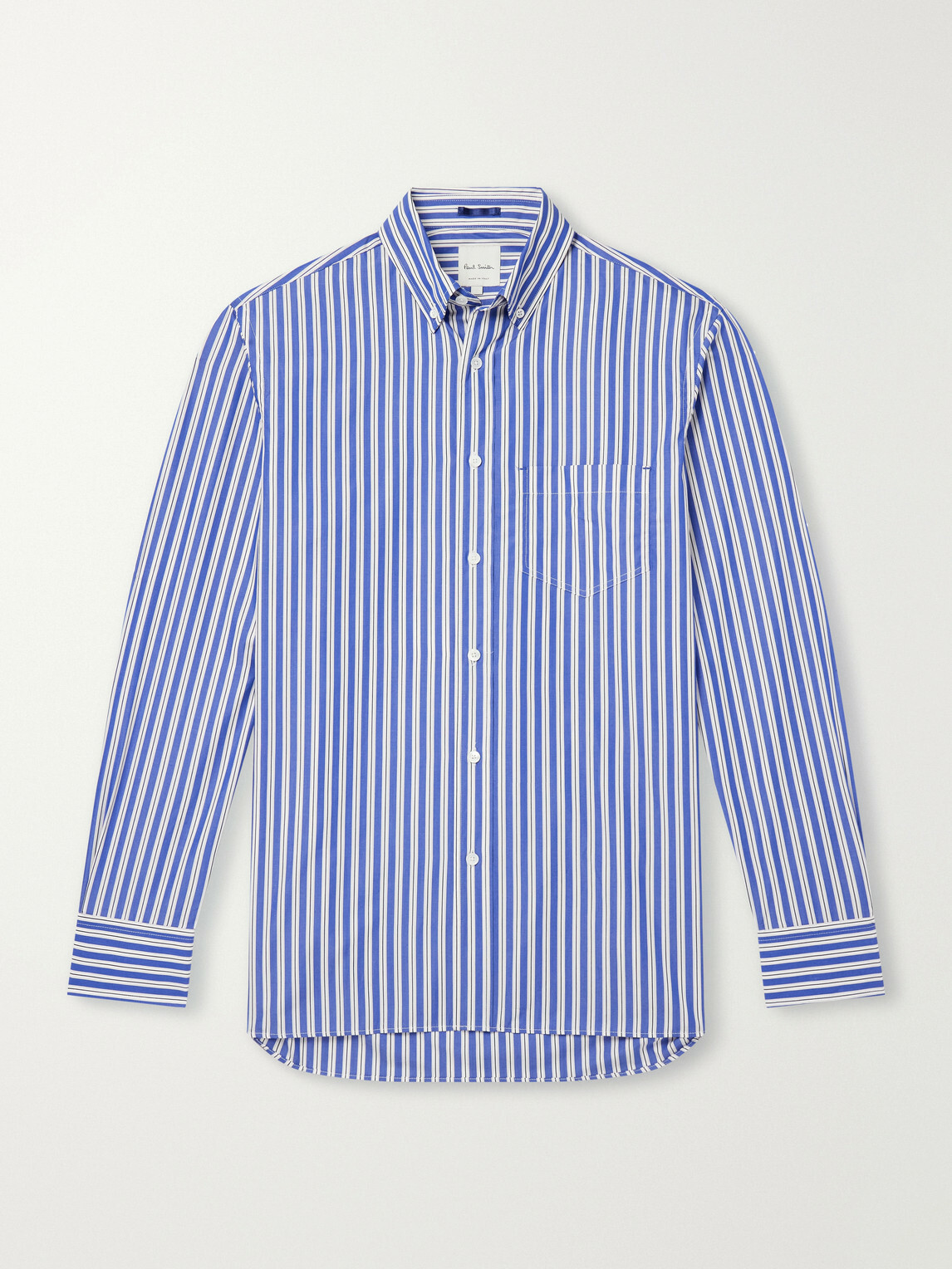 Paul Smith - Button-Down Collar Striped Cotton-Chambray Shirt - Blue