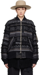 sacai Black Eric Haze Edition Jacquard Bomber Jacket