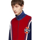 Gucci Blue and Red Velour Oversized Track Jacket