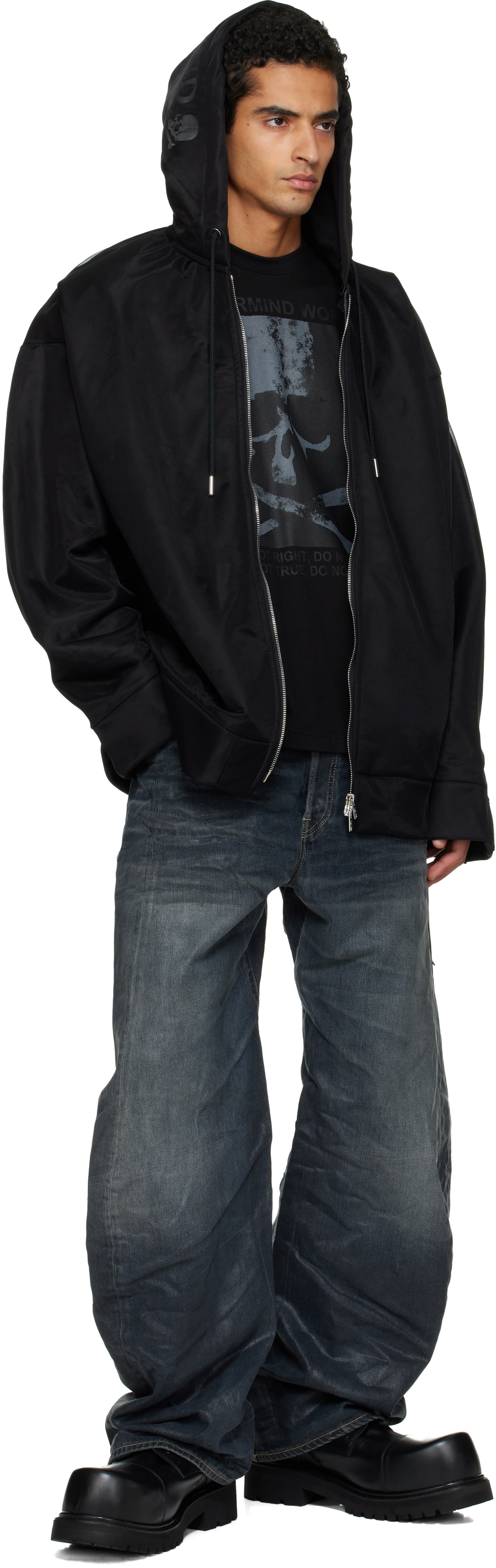 MASTERMIND WORLD Black Sheer Layered Zip-Up Jacket