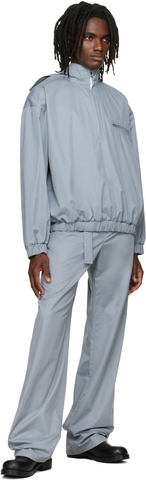 Rier Blue Cotton Utility Trousers