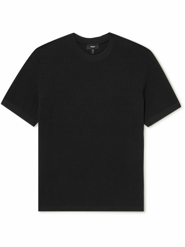 Photo: Theory - Damian Ribbed Cotton-Blend T-Shirt - Black