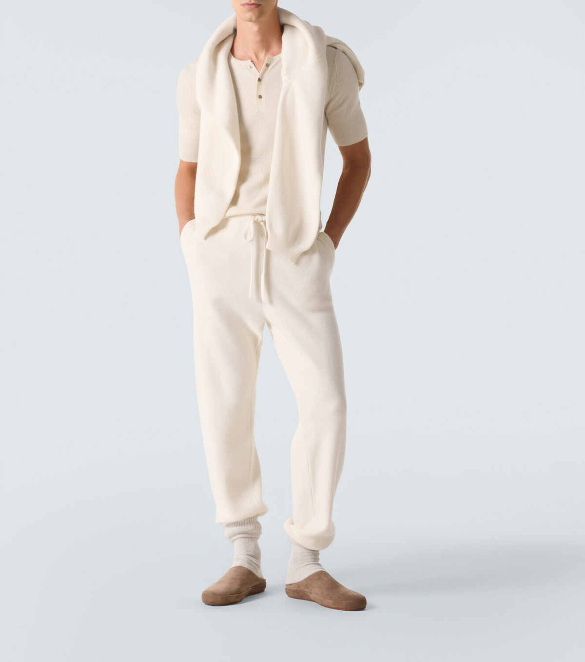 God's True Cashmere Cashmere Henley shirt with carnelian