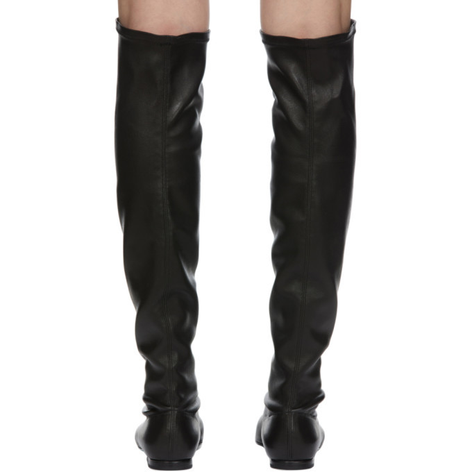 Black Square Toe Long Boots
