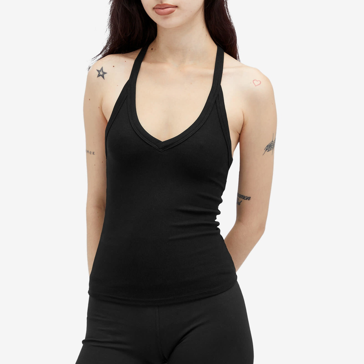 Joah Brown Women's V-Neck Racerback Tank Top in Black Joah Brown