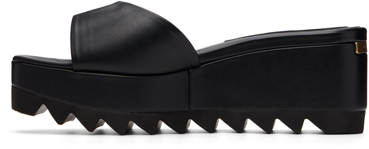 Stella McCartney Black Sneak-Elyse Wedge Slide Sandals