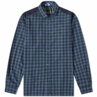 Junya Watanabe MAN Men's Panel Check Shirt in Green/White/Navy