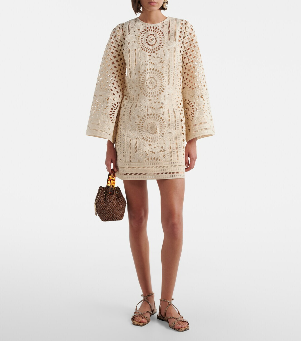 Jimmy Choo Bon Bon Small raffia-effect bucket bag