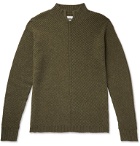 Deveaux - Mock-Neck Diagonal-Ribbed Cashmere Sweater - Green