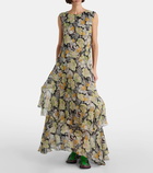 Loewe Floral asymmetric silk maxi dress