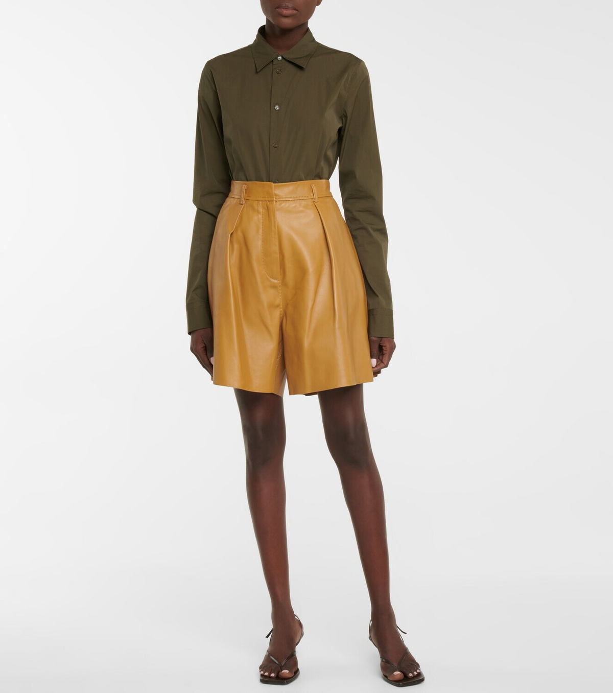 Petar Petrov Gisa high-rise wide leather shorts