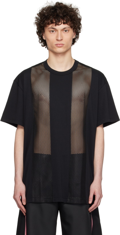 Photo: Comme des Garçons Homme Plus Black Polyester Piqué x Mesh T-shirt