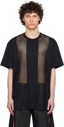 Comme des Garçons Homme Plus Black Polyester Piqué x Mesh T-shirt