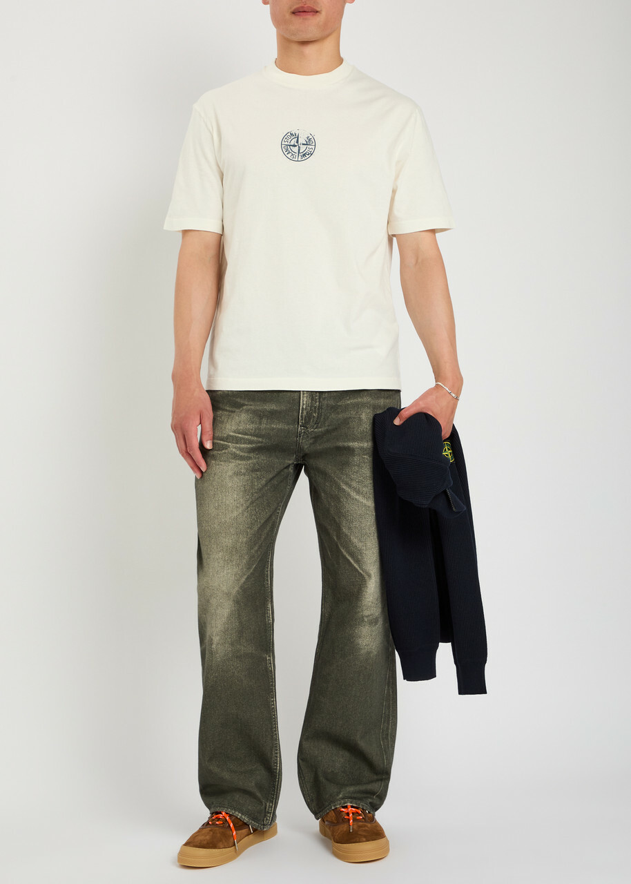 Stone Island Logo-print Cotton T-shirt Ivory