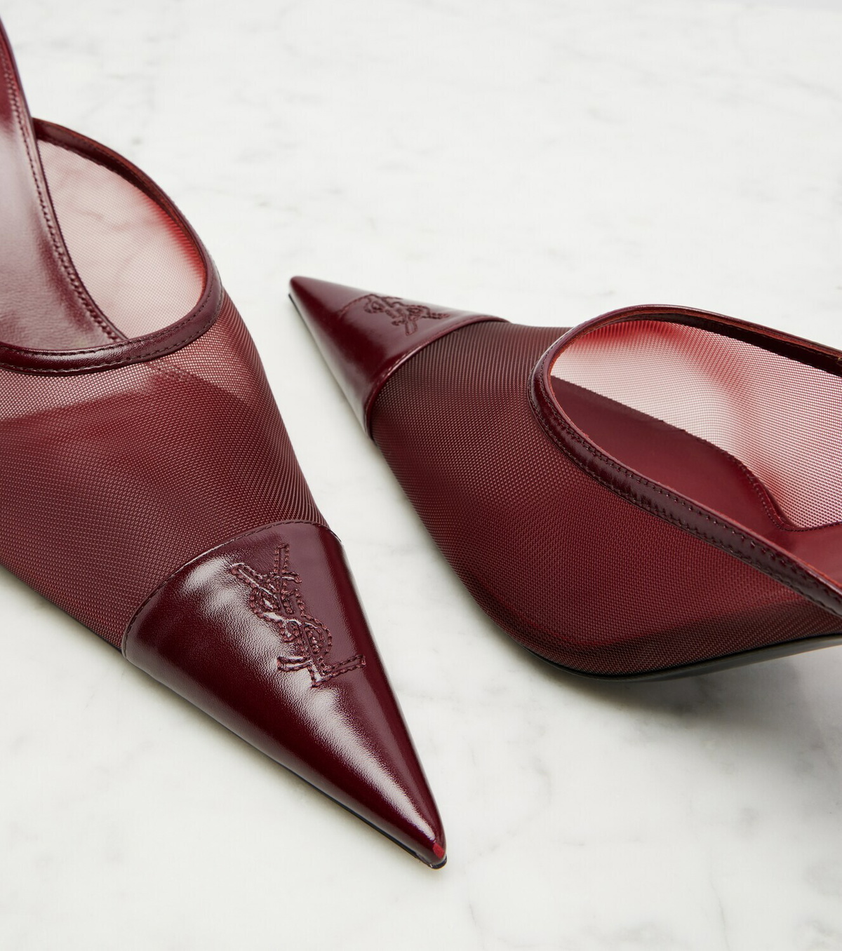Saint Laurent Renée mesh and leather mules