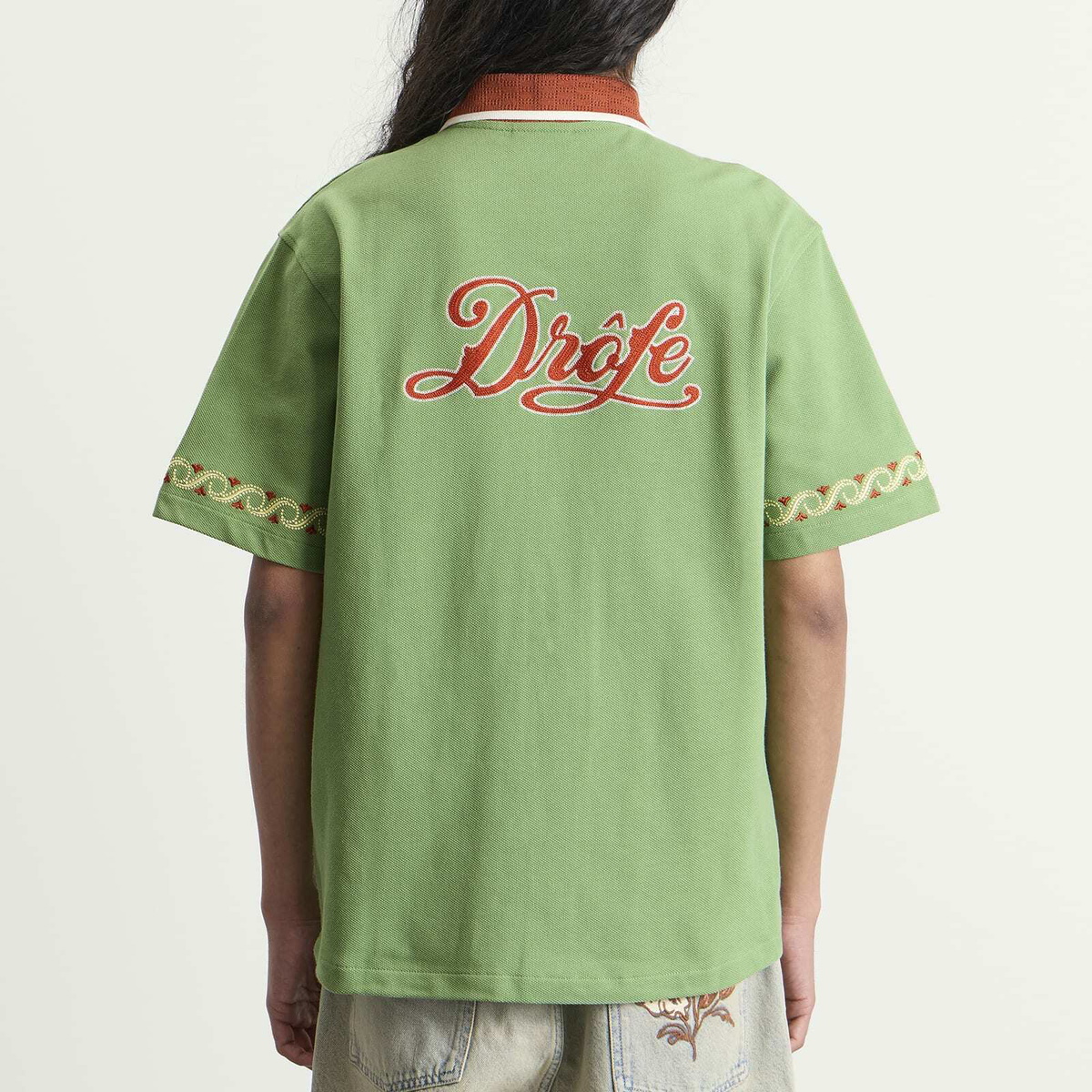 Drôle de Monsieur Men's Embroidered Sport Shirt in Water Green