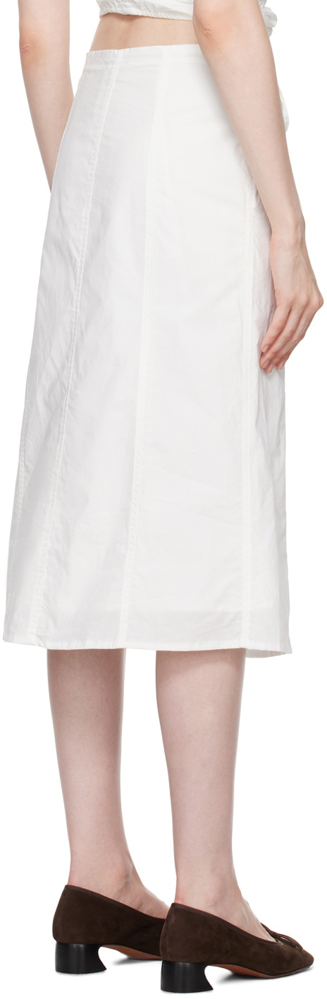 Deiji Studios White Double Lace Up Midi Skirt