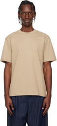 Hugo Beige Relaxed-Fit Logo-Print T-shirt