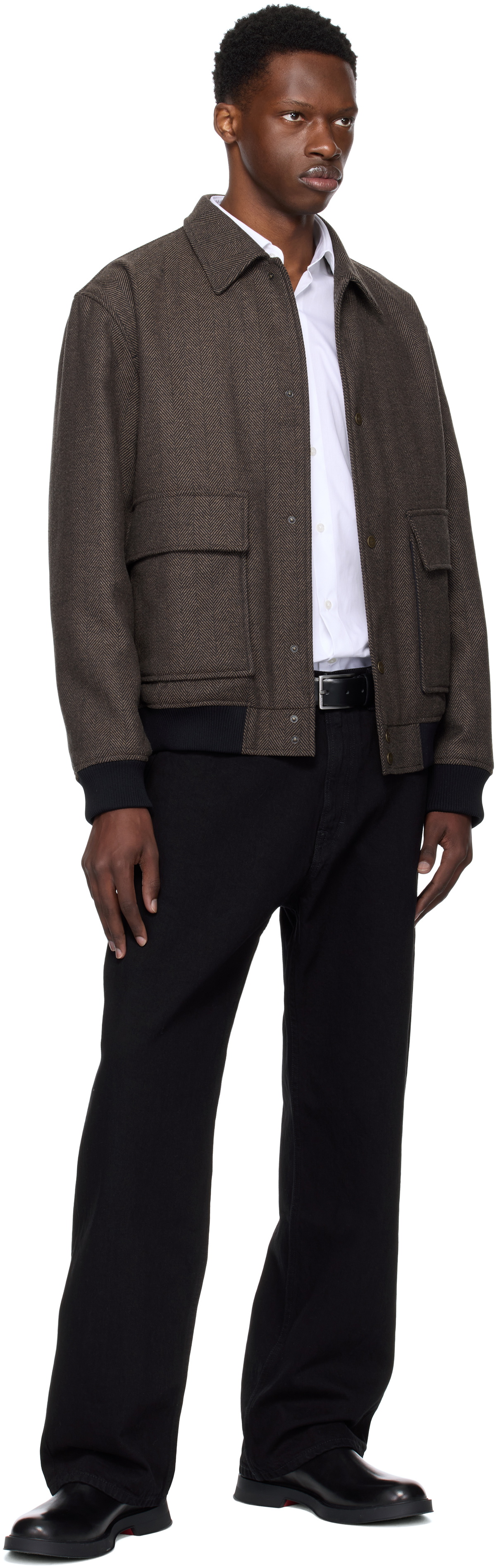 Hugo Brown Herringbone Bomber Jacket