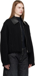 Jean Paul Gaultier Black Heavy Wool Bomber Jacket