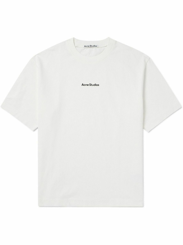 Photo: Acne Studios - Exford Logo-Flocked Cotton-Jersey T-Shirt - White