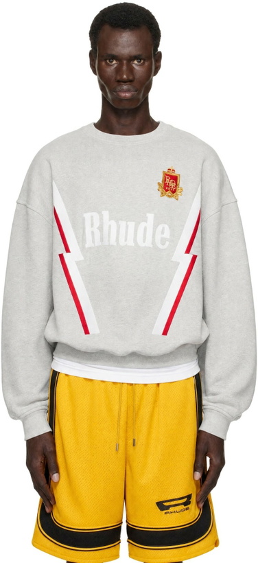 Photo: Rhude Gray Lightning Crewneck Sweatshirt