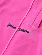 Palm Angels - Slim-Fit Straight-Leg Logo-Embroidered Cotton-Blend Velvet Sweatpants - Pink
