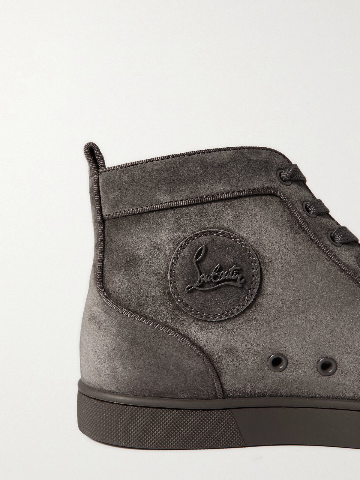 CHRISTIAN LOUBOUTIN Louis Suede High-Top Sneakers Gray
