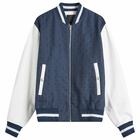 Givenchy Men's Mixed Material Varsity Jacket in Navy/White