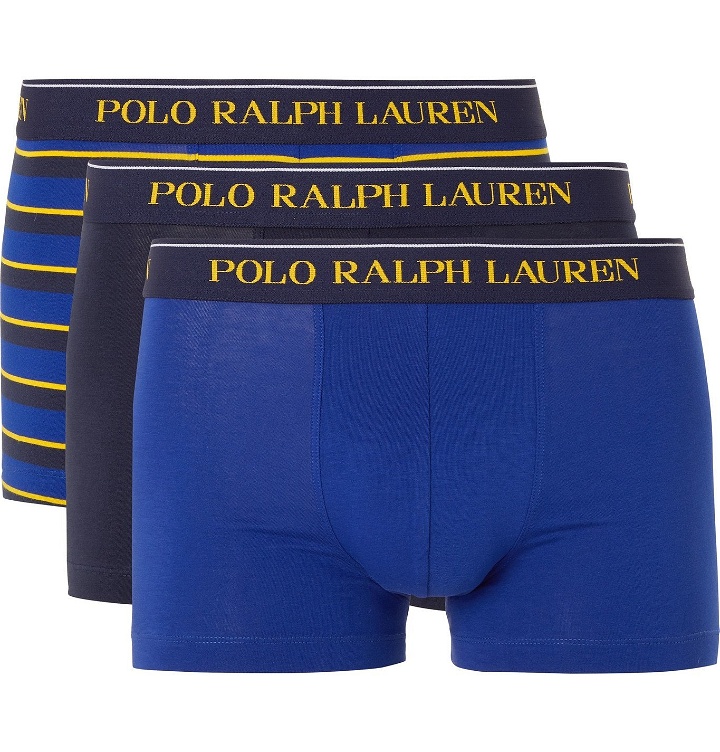 Photo: Polo Ralph Lauren - Three Pack Stretch-Cotton Boxer Briefs - Blue