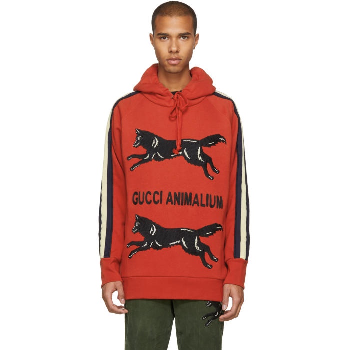 Gucci Red Gucci Animalium Double Wolves Hoodie Gucci