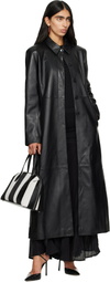 Nour Hammour Black Gotham 90s Leather Coat