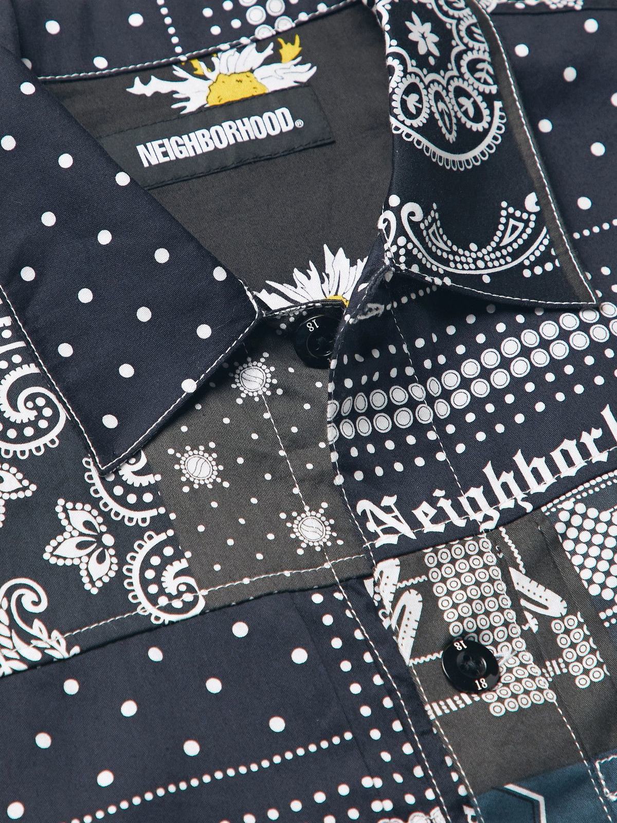 NEIGHBORHOOD - Bandana-Print Patchwork Cotton-Voile Shirt - Black