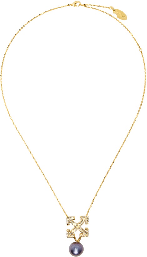 Photo: Off-White Gold Pearl Pavé Pendant Necklace