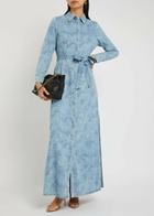 Alice + Olivia Chassidy Denim Maxi Shirt Dress Blue