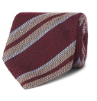 Bigi - 8.5cm Striped Silk and Cashmere-Blend Tie - Burgundy