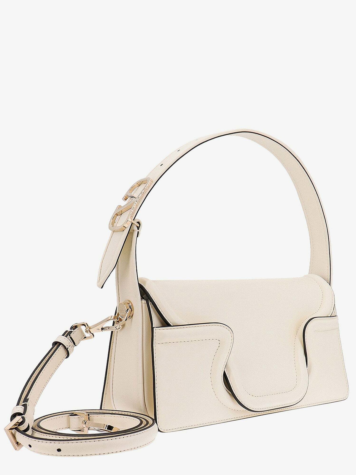 Valentino Garavani Women Ivory Leather Le Grand Deuxieme Shoulder Bag