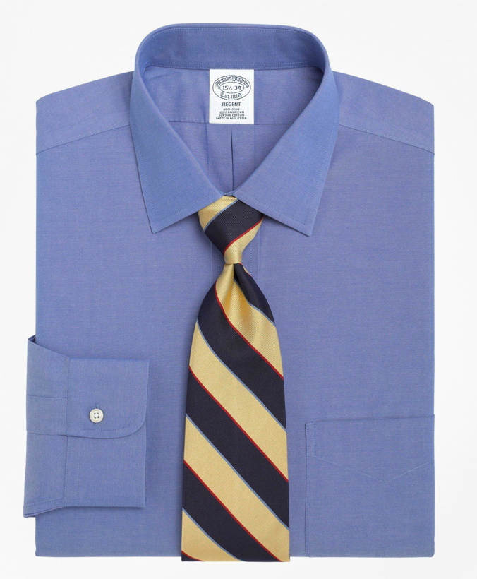 Photo: Brooks Brothers Men's Regent Regular-Fit Dress Shirt, Non-Iron Spread Collar | French Blue