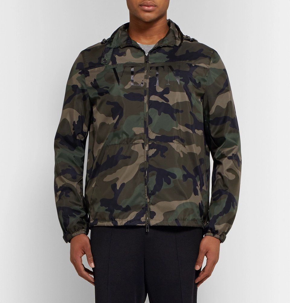 Valentino - Camouflage-Print Hooded Jacket - Men - Army green Valentino