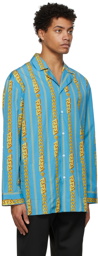 Versace Underwear Blue Chain Print Pyjama Top