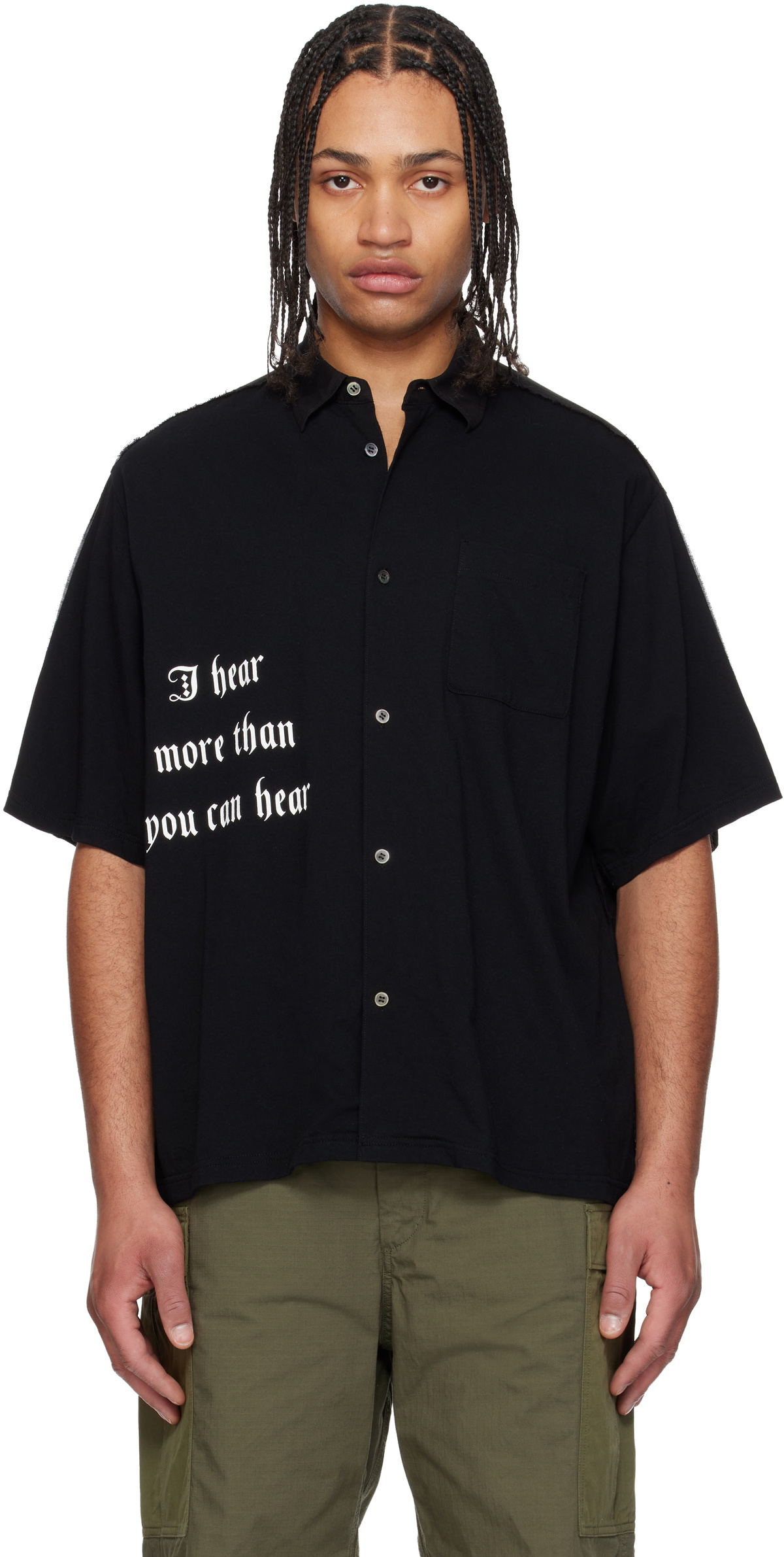 Undercover - Spiderweb-Pleated Twill Shirt - Black Undercover
