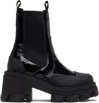 GANNI Black Cleated Heeled Mid Chelsea Boots