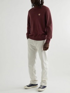 Maison Kitsuné - Logo-Appliquéd Wool Sweater - Burgundy