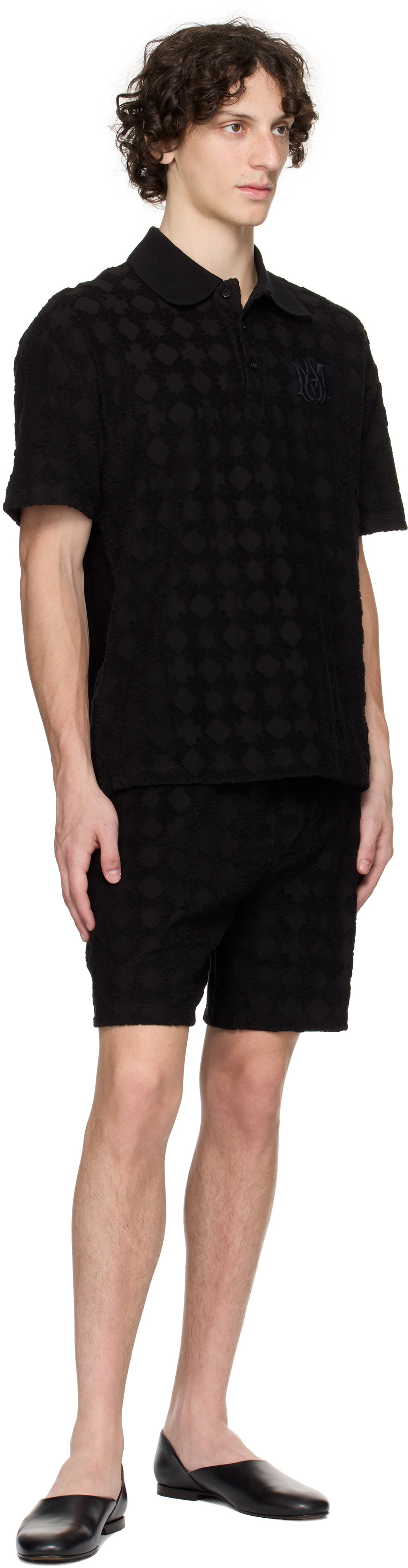 AMIRI Black MA Quad Toweling Polo
