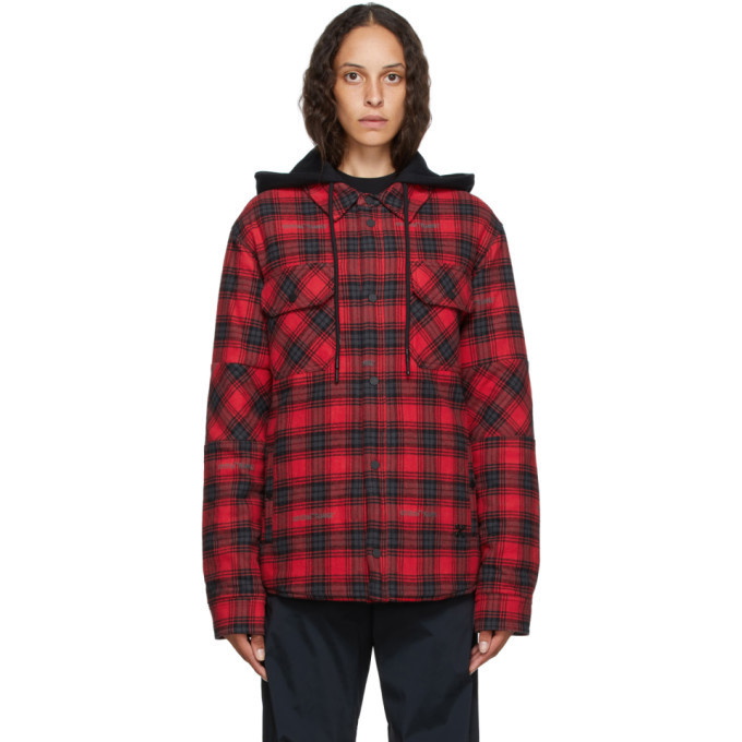 Photo: Off-White Red and Black Flannel Hoodie Jacket