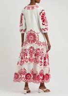 Farm Rio Richelieu Embroidered Cotton Maxi Dress White
